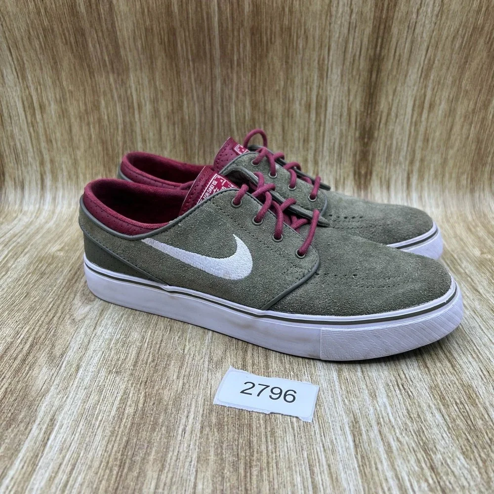Nike SB Zoom Stefan Janoski Men's Size 7 Olive‎ Green Burgundy Shoes 333824-216